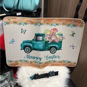 Easter Truck Decorative Mat Set. Runner & Mat